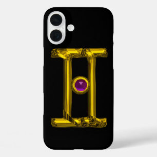 GOLD ZODIAC SIGN GEMINI Purple Alexandrite iPhone 16 Plus Case