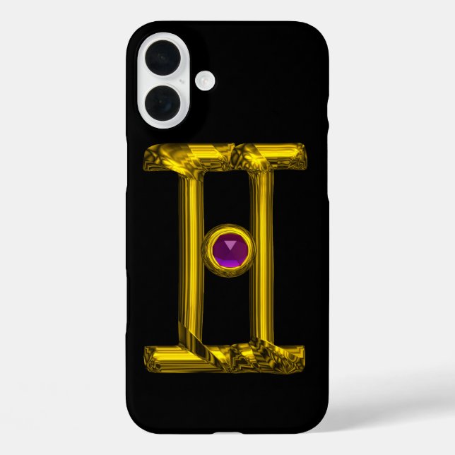 GOLD ZODIAC SIGN GEMINI Purple Alexandrite Case-Mate iPhone Case (Back)