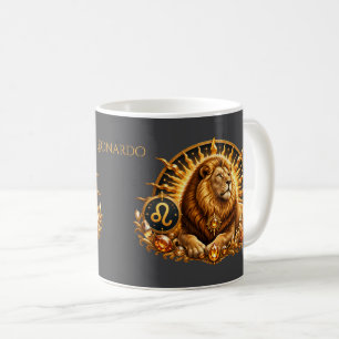 Gold Zodiac Sign Leo Personalized Coffee Mug