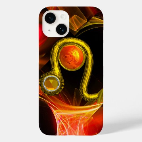 GOLD ZODIAC SIGN LEO Red Yellow Fractal Swirls Case_Mate iPhone 14 Case