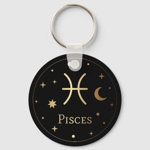 Gold Zodiac SignPisces Keychain