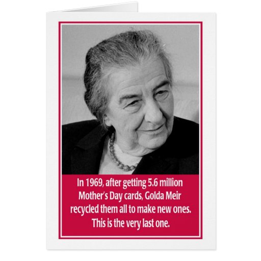 Golda Meir Jewish Mother's Day Card | Zazzle