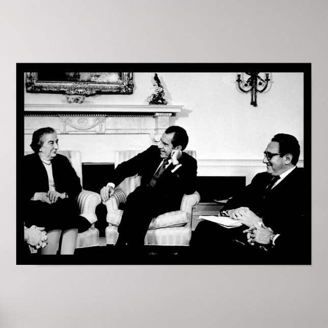 Golda Meir, President Nixon, & Henry Kissinger Poster (Front)