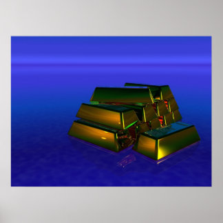 Goldbars on Purple background Poster