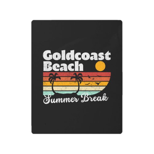 Goldcoast Beach Retro Sunset Queensland Australia Metal Print