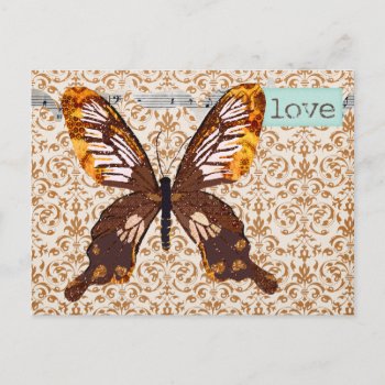 Golddust Butterfly Damask Love Postcard by Greyszoo at Zazzle