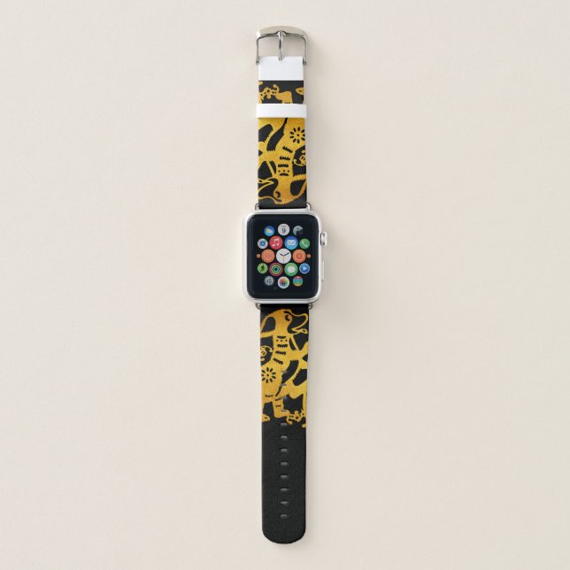 Golde Dog Papercut Chinese New Year 2018 A Watch B Apple Watch Band (Front)