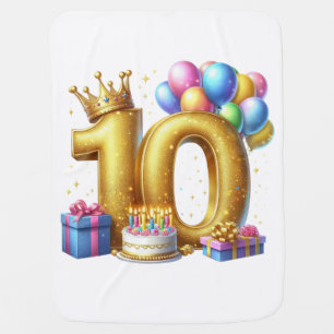 Golden 10th Birthday Baby Blanket