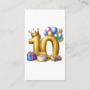 Golden 10th Birthday Business Card