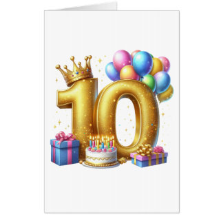 Golden 10th Birthday Card
