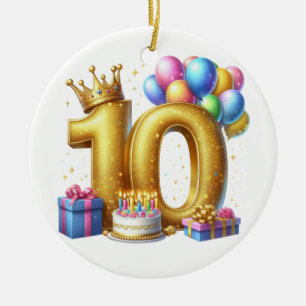 Golden 10th Birthday Ceramic Ornament