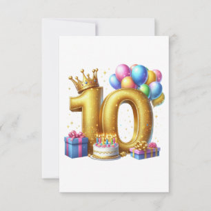 Golden 10th Birthday RSVP Card