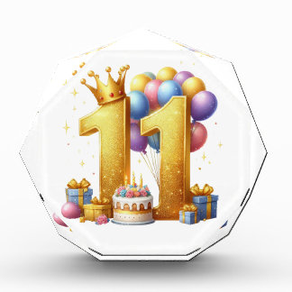 Golden 11th Birthday Acrylic Award