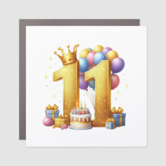 Golden 11th Birthday Car Magnet