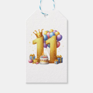Golden 11th Birthday Gift Tags