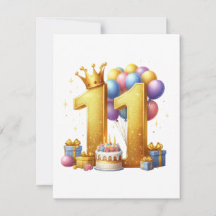 Golden 11th Birthday Invitation