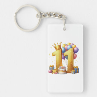 Golden 11th Birthday Keychain