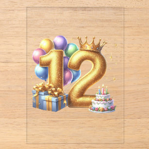 Golden 12th Birthday Acrylic Invitations