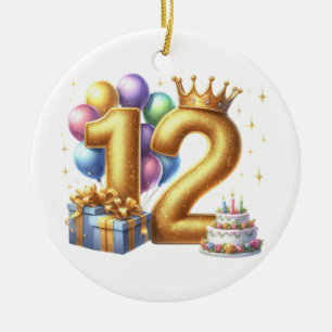 Golden 12th Birthday Ceramic Ornament