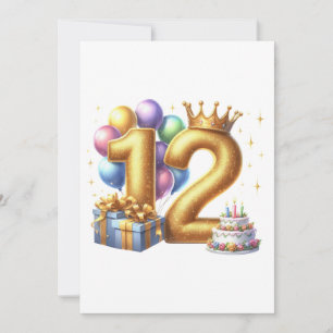 Golden 12th Birthday Invitation