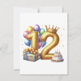 Golden 12th Birthday Invitation