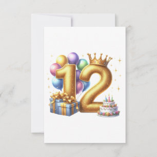 Golden 12th Birthday RSVP Card