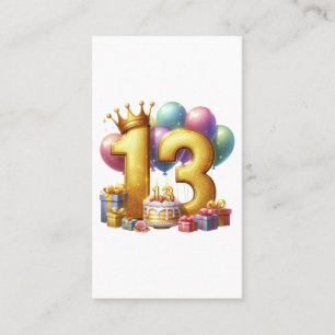Golden 13th Birthday Business Card