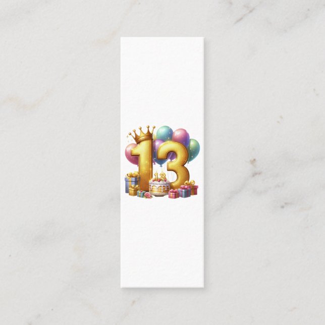 Golden 13th Birthday Calling Card (Front)