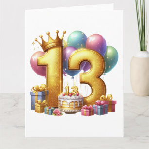 Golden 13th Birthday Card