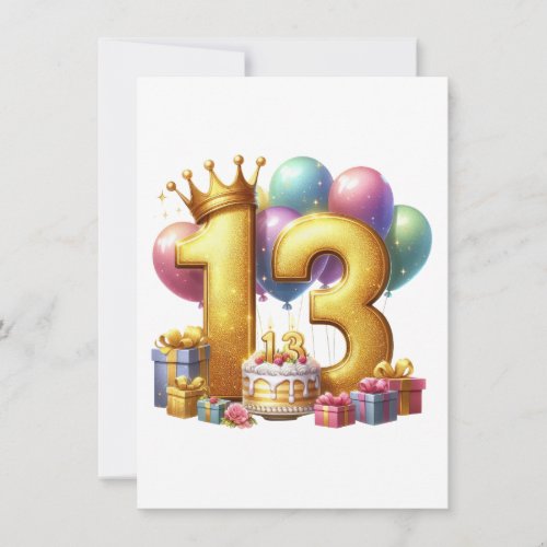 Golden 13th Birthday Invitation