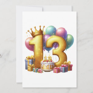 Golden 13th Birthday Invitation