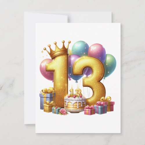Golden 13th Birthday Invitation