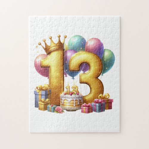Golden 13th Birthday Jigsaw Puzzle