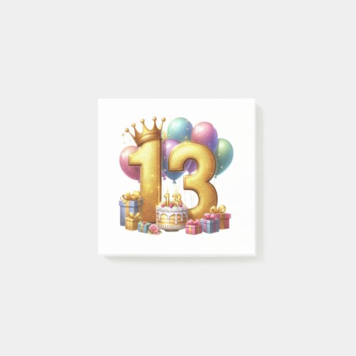 Golden 13th Birthday Post-it Notes