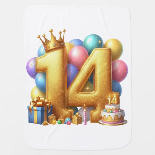 Golden 14th Birthday Baby Blanket