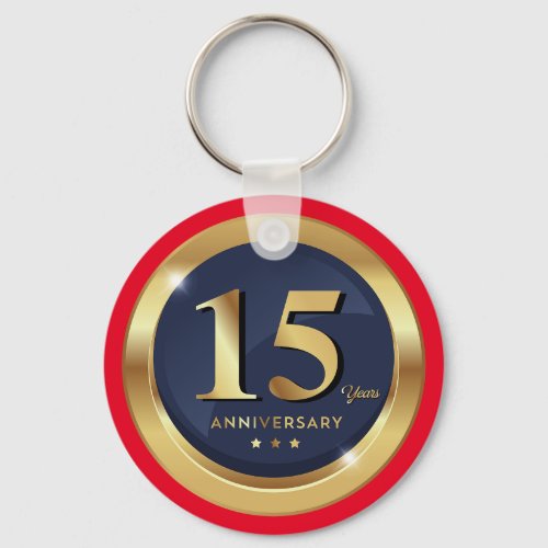 Golden 15th Anniversary  Keychain