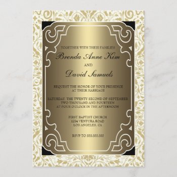 Golden 1920s Art Deco Wedding Invitation by CleanGreenDesigns at Zazzle