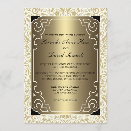 Golden 1920s Art Deco Wedding Invitation