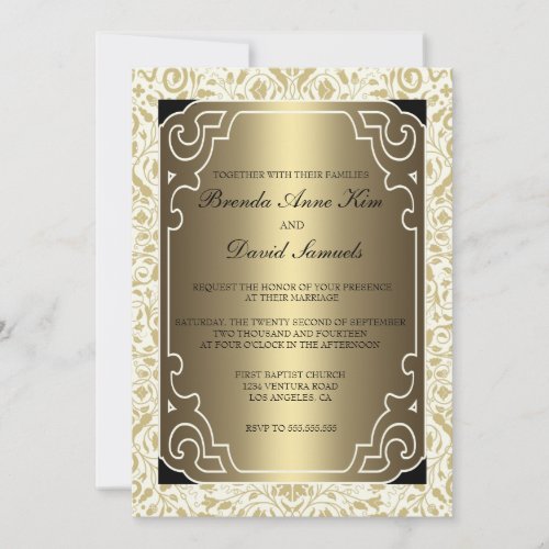 Golden 1920s Art Deco Wedding Invitation