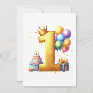 Golden 1st Birthday Invitation
