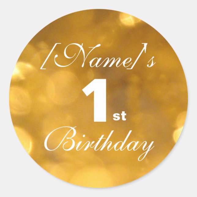 Golden 1st Birthday Sticker (Front)