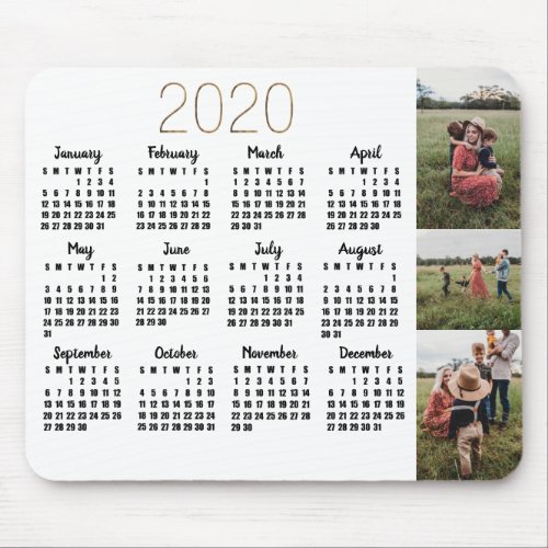 Golden 2020 Photo Calendar Mouse Pad