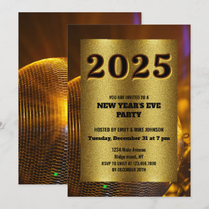 GOLDEN 2025 New Year's Eve custom year Invitation