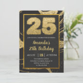 Golden 25th Birthday Invitation (Standing Front)