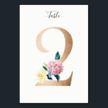 Golden 2 Floral Table Number Card<br><div class="desc">Golden number with soft pastel floral embelishment table number card. Personalize text font style,  size,  and color.</div>