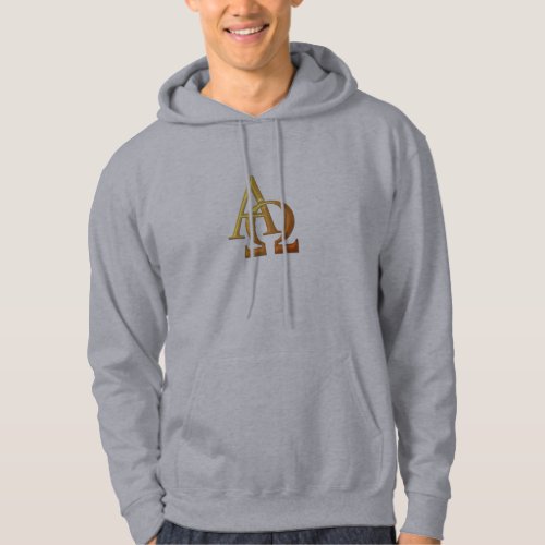 Golden 3_D Alpha and Omega Symbol Hoodie