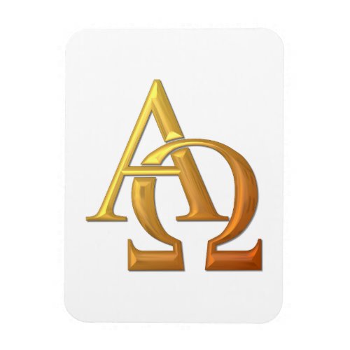 Golden 3_D Alpha and Omega Symbol Magnet