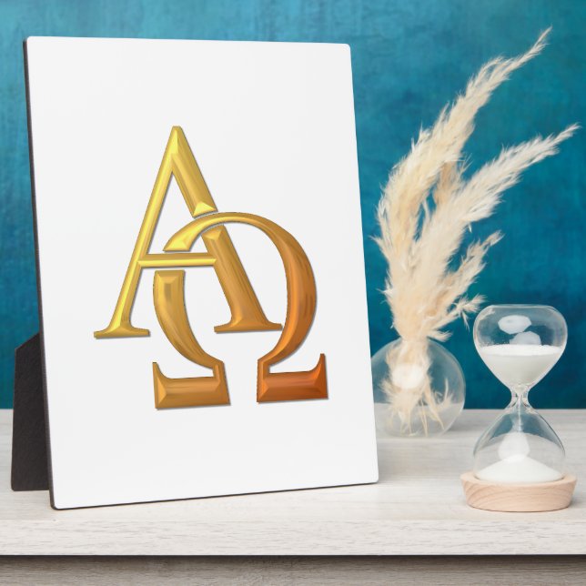 Golden "3-D" Alpha and Omega Symbol Plaque (Side)
