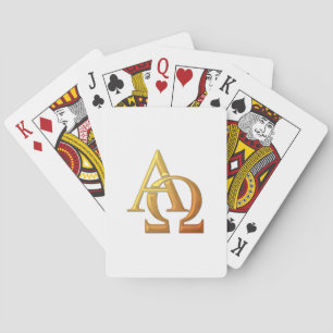 Golden "3-D" Alpha and Omega Symbol Poker Cards