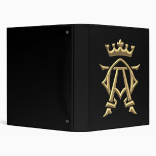 Golden "3-D" Alpha and Omega w/Crown Symbol Binder